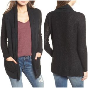 Cotton Emporium Black Mix Knit Cardigan Sz Small